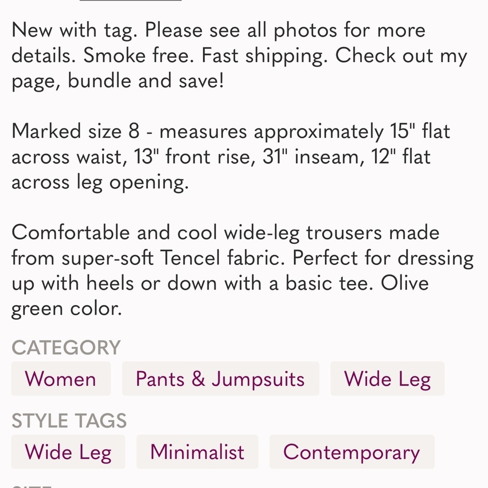 Vetta Capsule Wide Leg Trousers, Shorts & Crop Olive (Limited Edition) - Picture 14 of 14